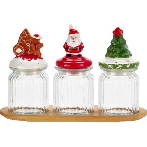 SET 3 BARATTOLI VETRO NATALE 300ML.